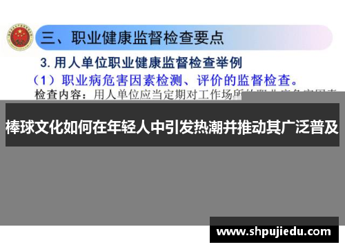 棒球文化如何在年轻人中引发热潮并推动其广泛普及